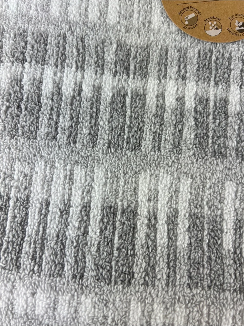 Eco-Melange Bath Towel Set Gray White Striped Ribbed Soft Cotton 8 Pc NEW